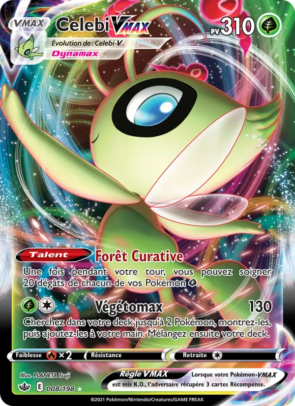 Carte Pokémon Celebi VMAX 8/198 de l'extension Règne de Glace