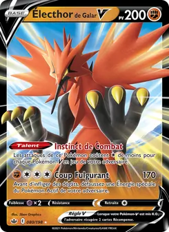 Carte Pokémon Électhor de Galar V 80 — Règne de Glace