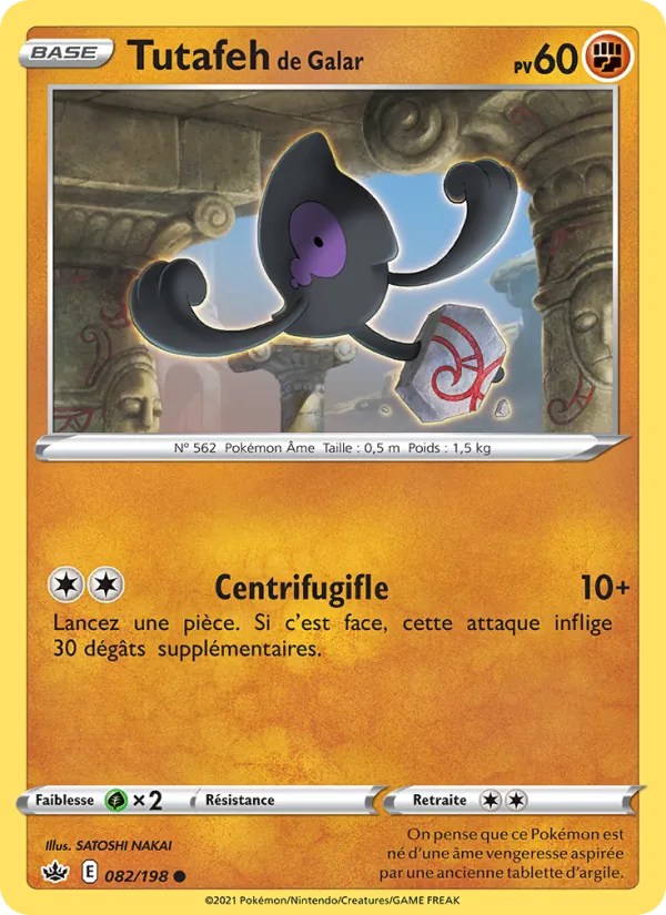 Carte Pokémon Tutafeh de Galar 82/198 de l'extension Règne de Glace