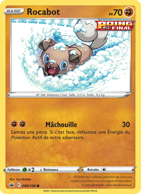 Carte Pokémon Rocabot 86/198 de l'extension Règne de Glace
