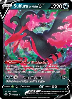 Carte Pokémon Sulfura de Galar V 97 — Règne de Glace