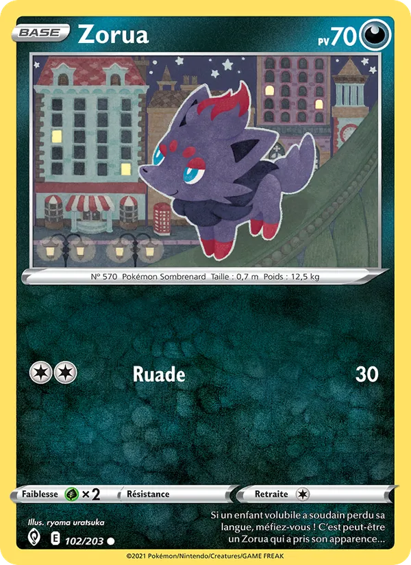 Carte Pokémon Zorua 102/203 de l'extension Évolution Céleste