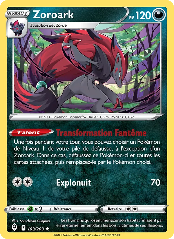 Carte Pokémon Zoroark 103/203 de l'extension Évolution Céleste