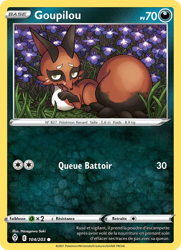 Carte Pokémon Goupilou 104/203 de l'extension Évolution Céleste
