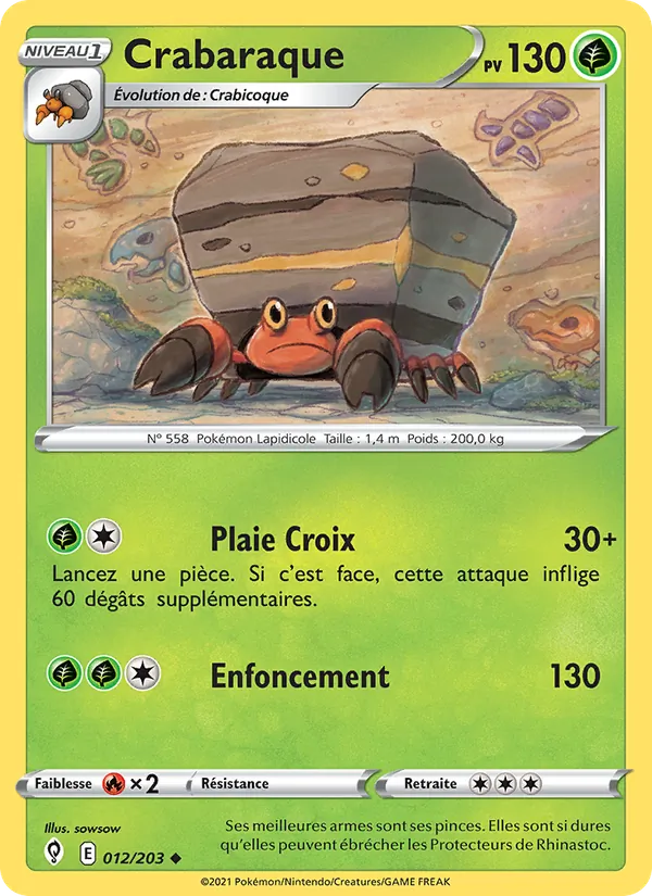 Carte Pokémon Crabaraque 12/203 de l'extension Évolution Céleste