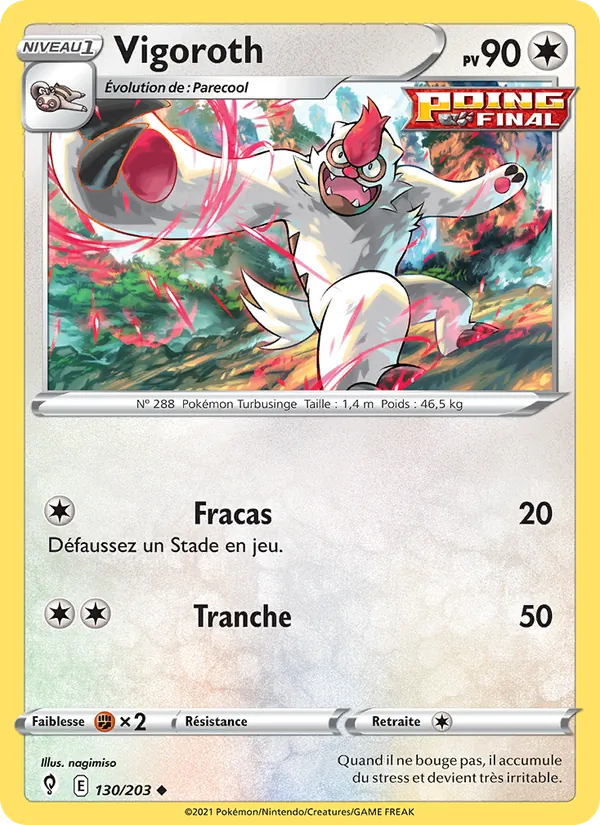 Carte Pokémon Vigoroth 130/203 de l'extension Évolution Céleste