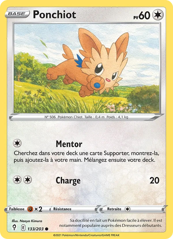 Carte Pokémon Ponchiot 133/203 de l'extension Évolution Céleste