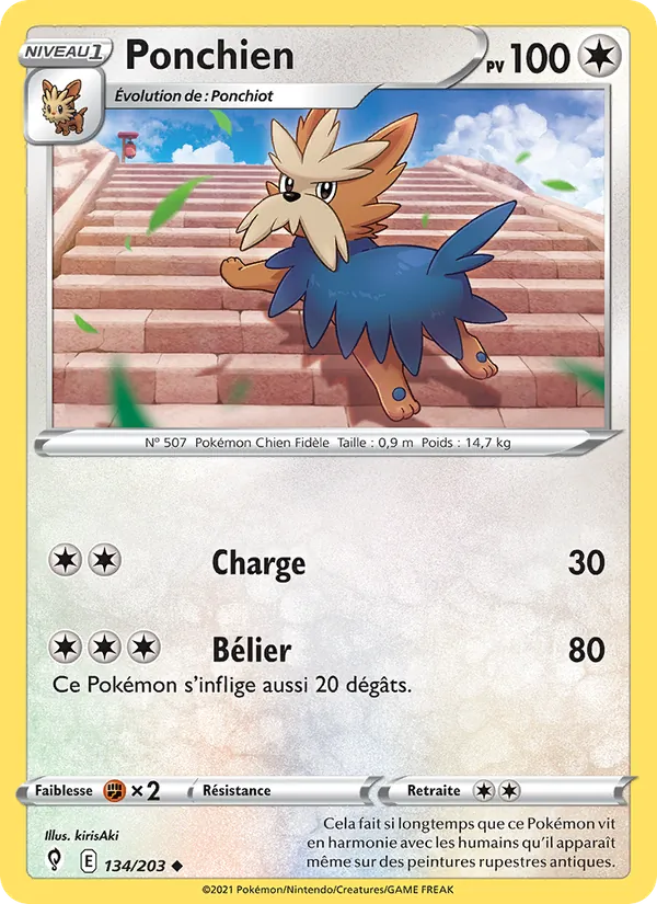 Carte Pokémon Ponchien 134/203 de l'extension Évolution Céleste