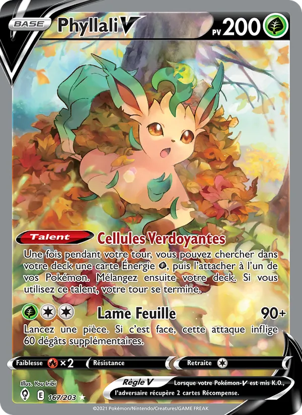 Carte Pokémon Phyllali V 167/203 de l'extension Évolution Céleste