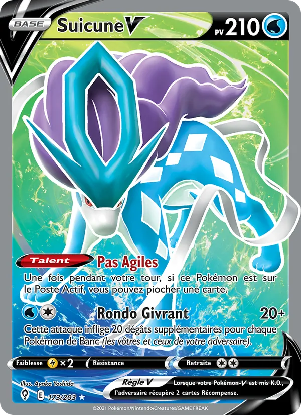 Carte Pokémon Suicune V 173/203 de l'extension Évolution Céleste