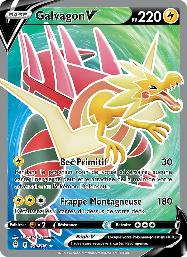 Carte Pokémon Galvagon V 178/203 de l'extension Évolution Céleste