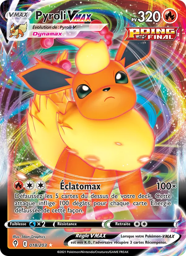 Carte Pokémon Pyroli VMAX 18/203 de l'extension Évolution Céleste