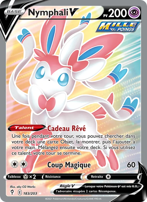 Carte Pokémon Nymphali V 183/203 de l'extension Évolution Céleste