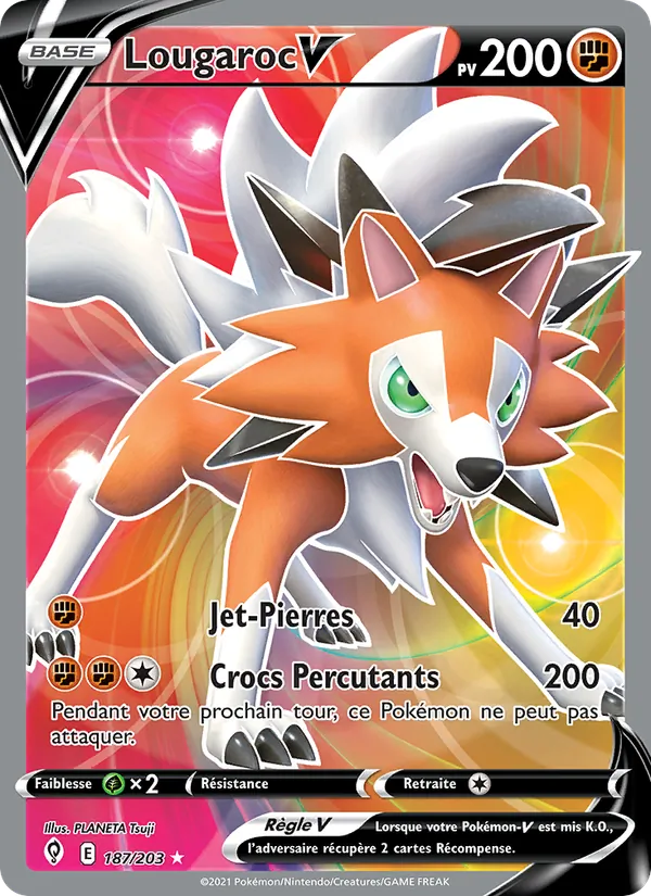 Carte Pokémon Lougaroc V 187/203 de l'extension Évolution Céleste