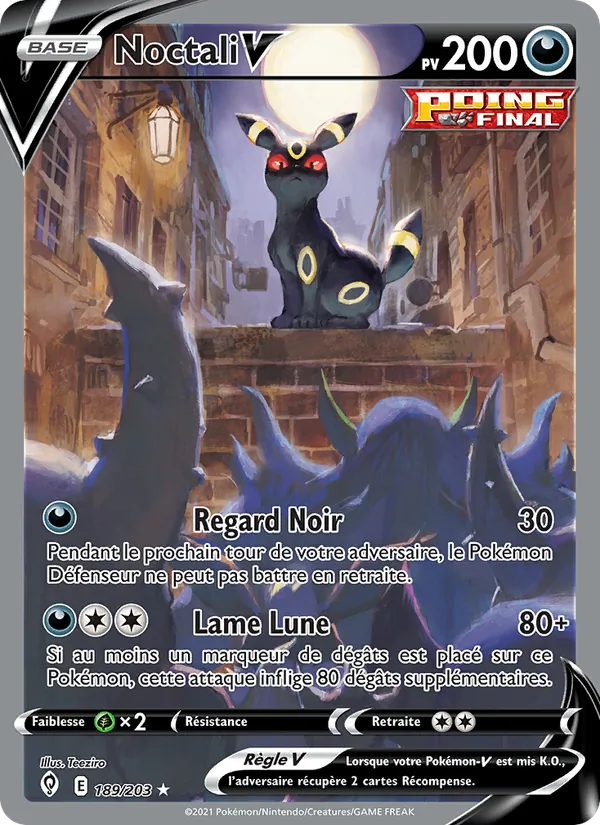 Carte Pokémon Noctali V 189/203 de l'extension Évolution Céleste