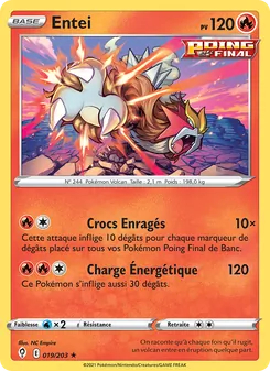 Carte Pokémon Entei 19 — Évolution Céleste