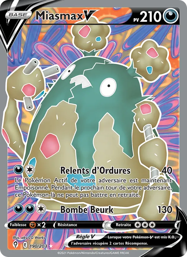 Carte Pokémon Miasmax V 190/203 de l'extension Évolution Céleste