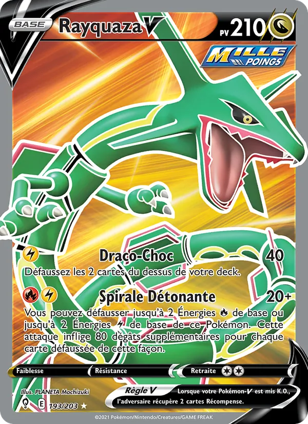 Carte Pokémon Rayquaza V 193/203 de l'extension Évolution Céleste