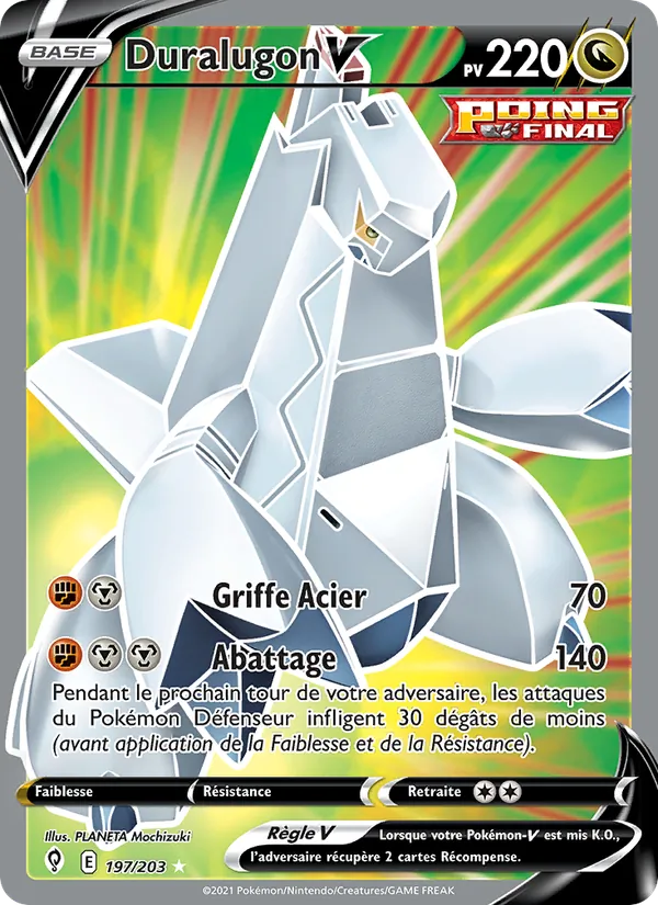 Carte Pokémon Duralugon V 197/203 de l'extension Évolution Céleste