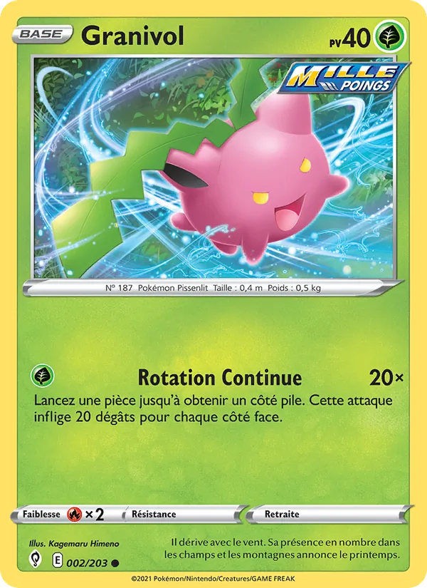 Carte Pokémon Granivol 2/203 de l'extension Évolution Céleste
