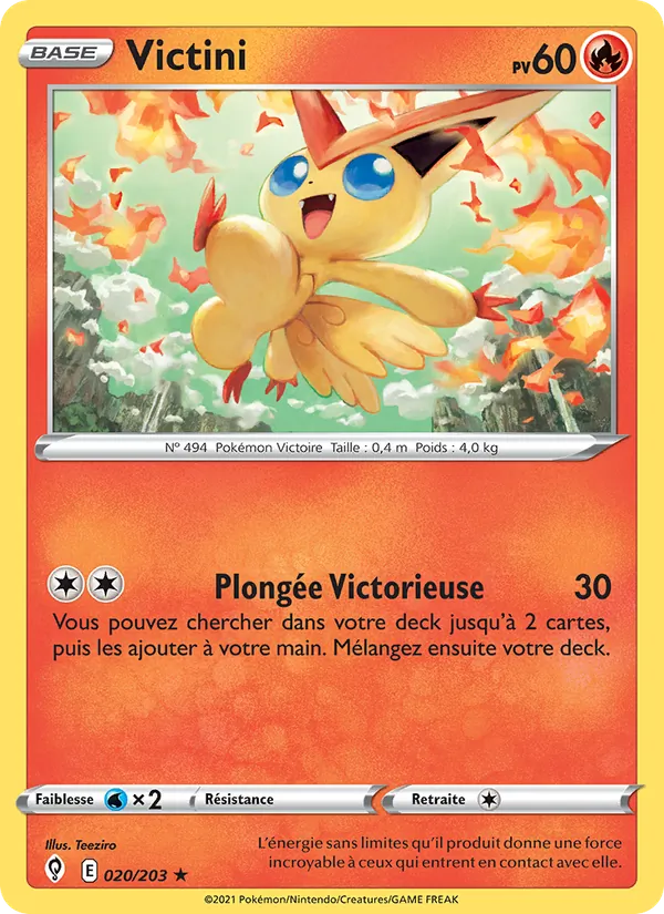 Carte Pokémon Victini 20/203 de l'extension Évolution Céleste