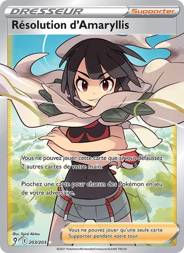 Carte Pokémon Résolution d'Amaryllis 203/203 de l'extension Évolution Céleste