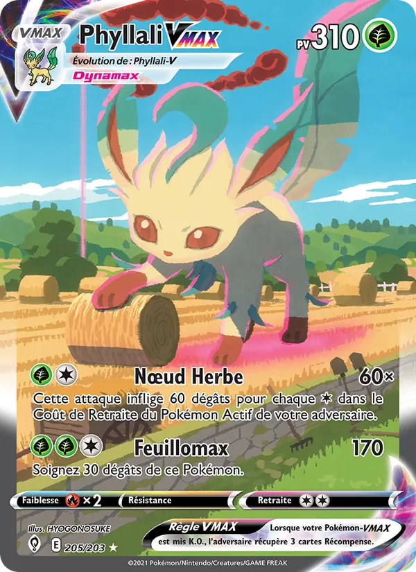 Carte Pokémon Phyllali VMAX 205/203 de l'extension Évolution Céleste