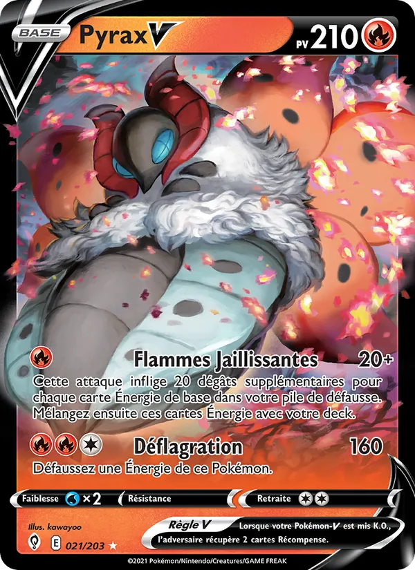 Carte Pokémon Pyrax V 21/203 de l'extension Évolution Céleste