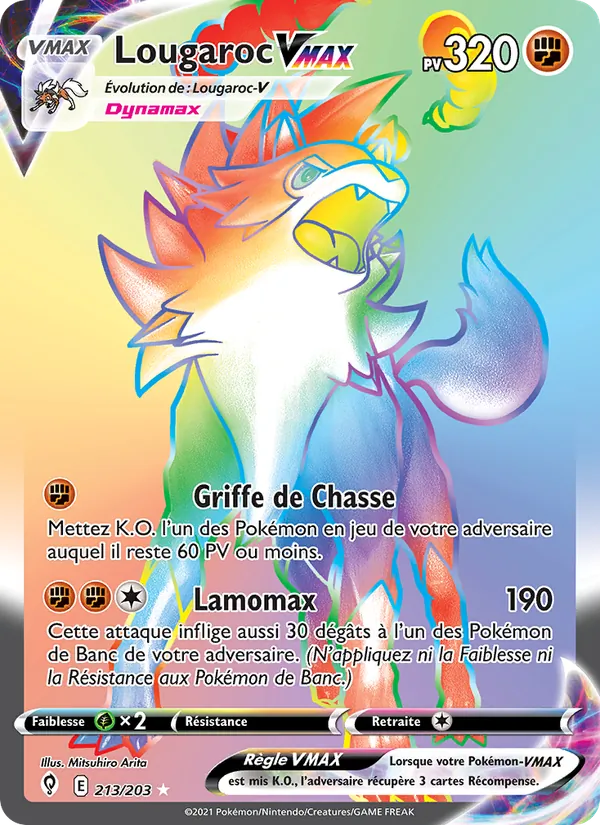 Carte Pokémon Lougaroc VMAX 213/203 de l'extension Évolution Céleste