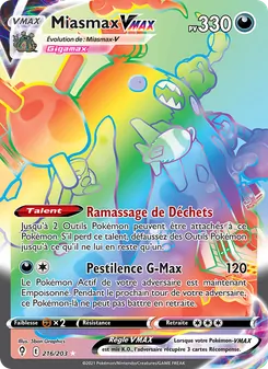 Carte Pokémon Miasmax VMAX 216 — Évolution Céleste
