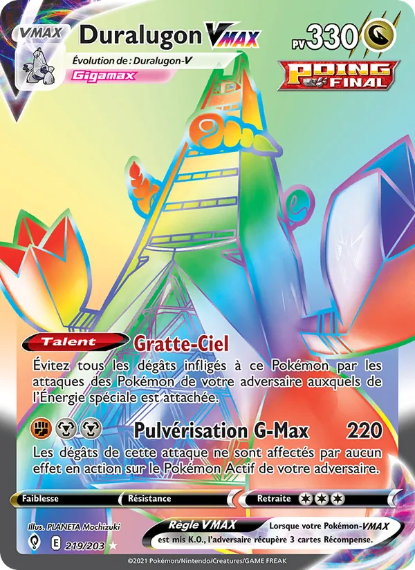 Carte Pokémon Duralugon VMAX 219/203 de l'extension Évolution Céleste