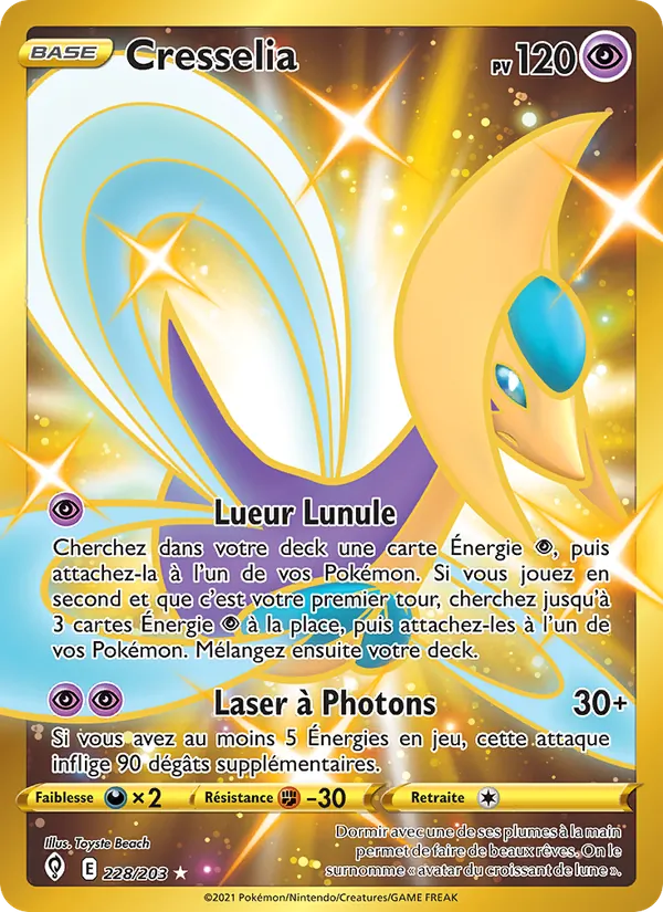 Carte Pokémon Cresselia 228/203 de l'extension Évolution Céleste