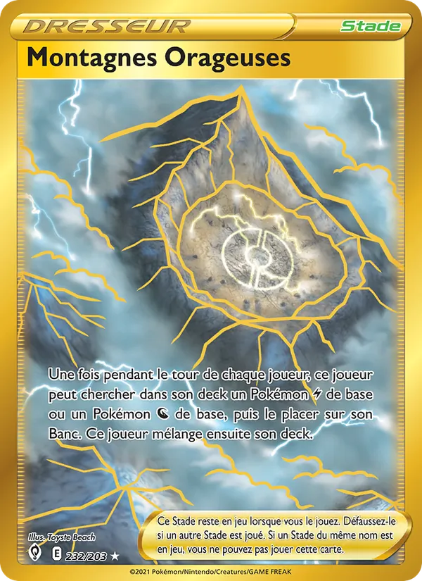 Carte Pokémon Montagnes Orageuses 232/203 de l'extension Évolution Céleste