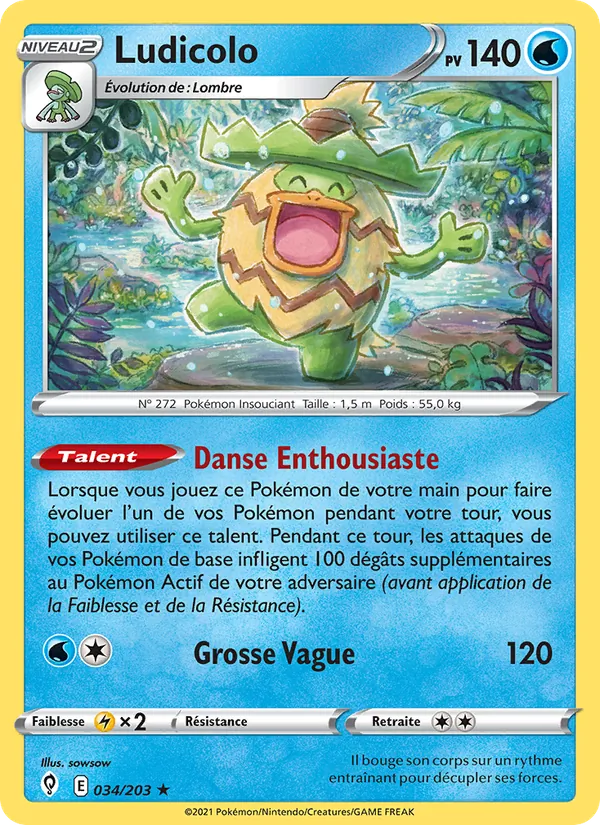 Carte Pokémon Ludicolo 34/203 de l'extension Évolution Céleste