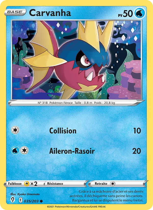 Carte Pokémon Carvanha 35/203 de l'extension Évolution Céleste