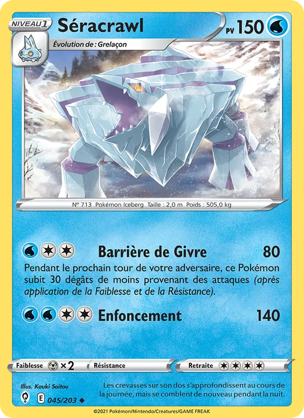 Carte Pokémon Séracrawl 45/203 de l'extension Évolution Céleste