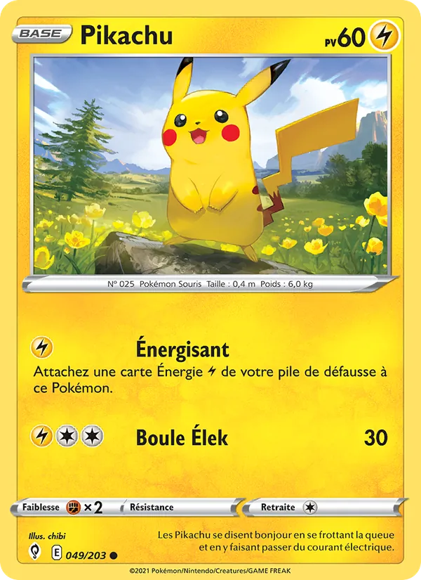 Carte Pokémon Pikachu 49/203 de l'extension Évolution Céleste