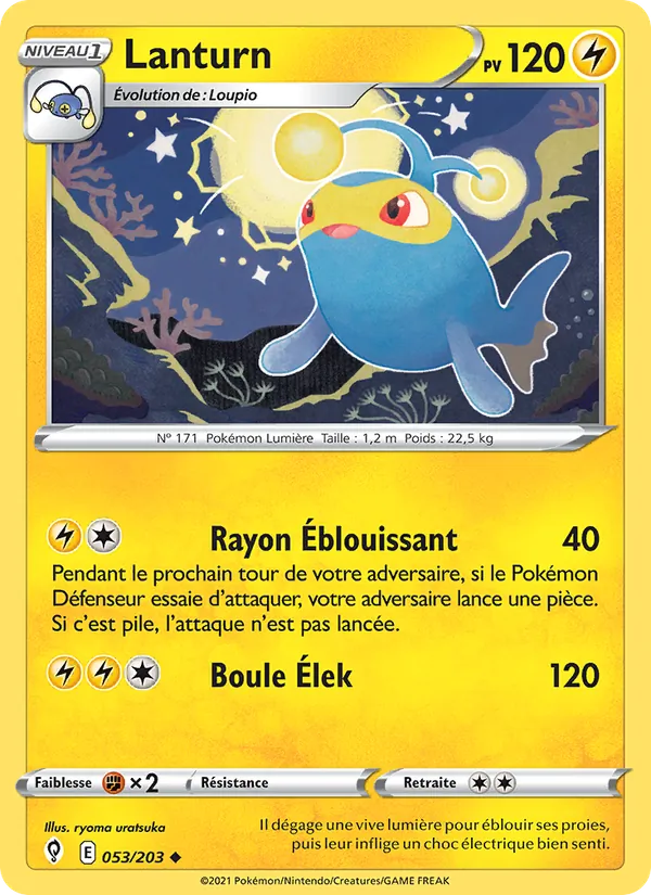 Carte Pokémon Lanturn 53/203 de l'extension Évolution Céleste