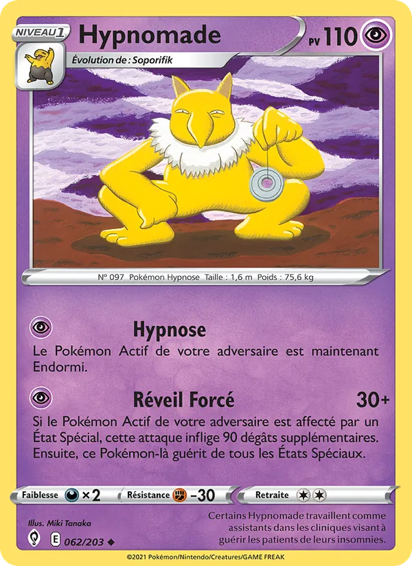 Carte Pokémon Hypnomade 62/203 de l'extension Évolution Céleste