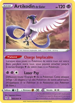 Carte Pokémon Artikodin de Galar 63 — Évolution Céleste