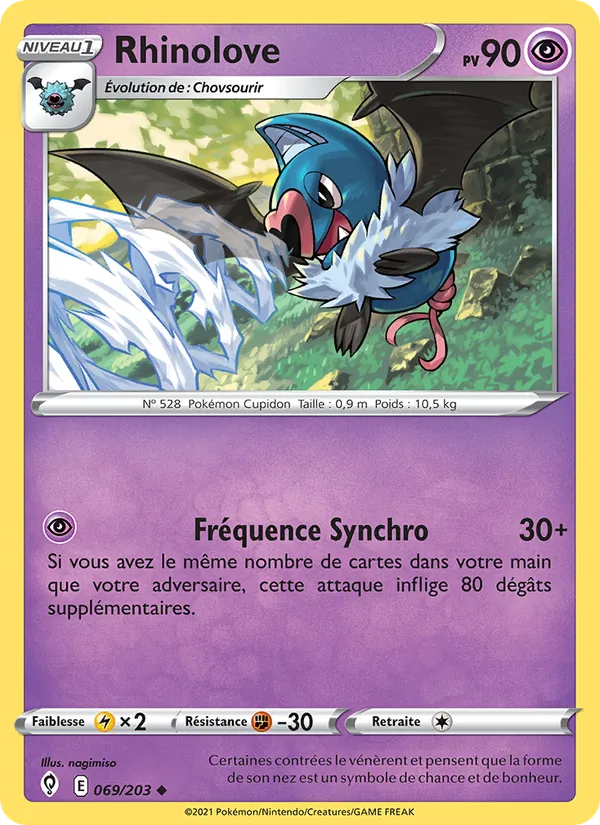 Carte Pokémon Rhinolove 69/203 de l'extension Évolution Céleste