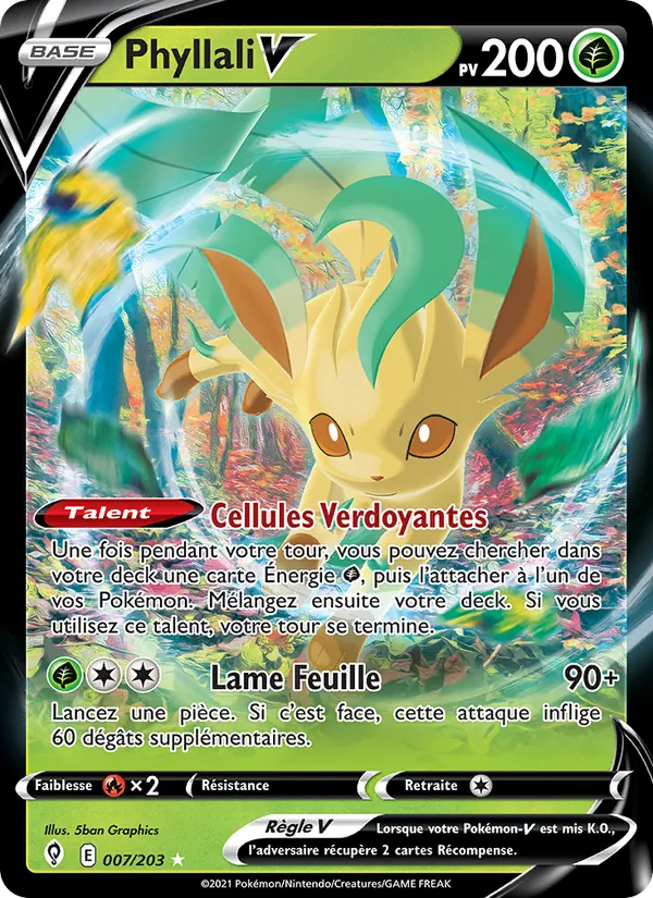 Carte Pokémon Phyllali V 7/203 de l'extension Évolution Céleste