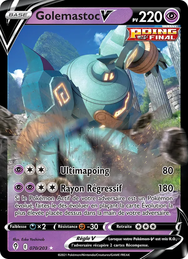 Carte Pokémon Golemastoc V 70/203 de l'extension Évolution Céleste