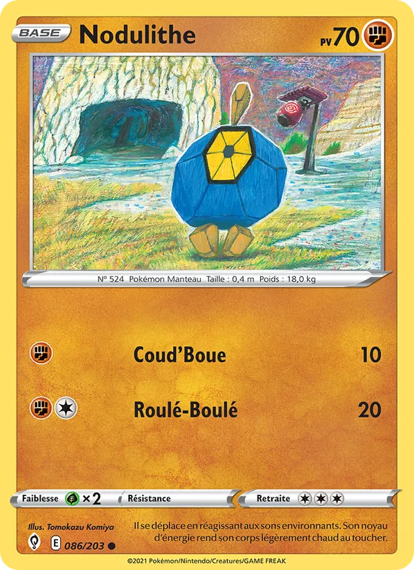 Carte Pokémon Nodulithe 86/203 de l'extension Évolution Céleste