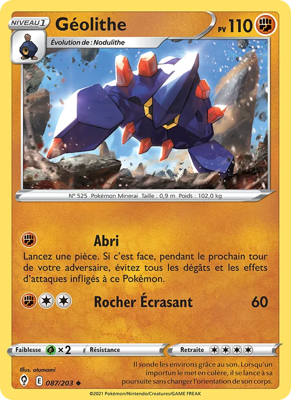 Carte Pokémon Géolithe 87/203 de l'extension Évolution Céleste