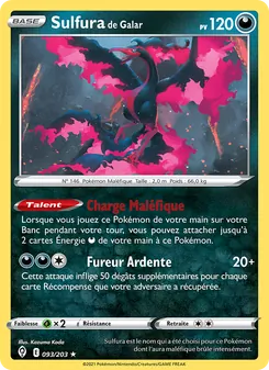 Carte Pokémon Sulfura de Galar 93 — Évolution Céleste