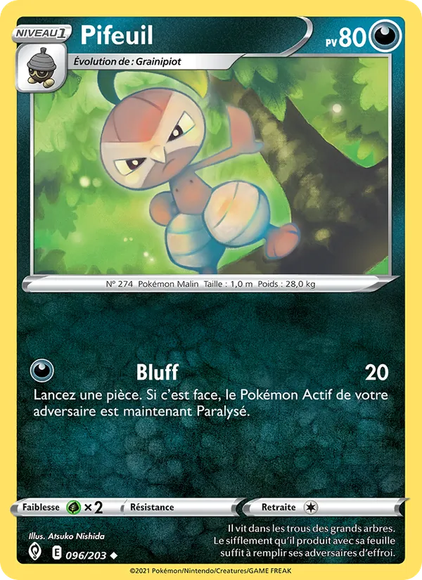 Carte Pokémon Pifeuil 96/203 de l'extension Évolution Céleste