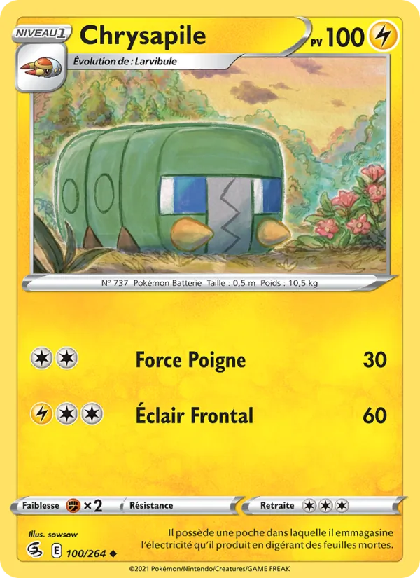Carte Pokémon Chrysapile 100/264 de l'extension Poing de Fusion