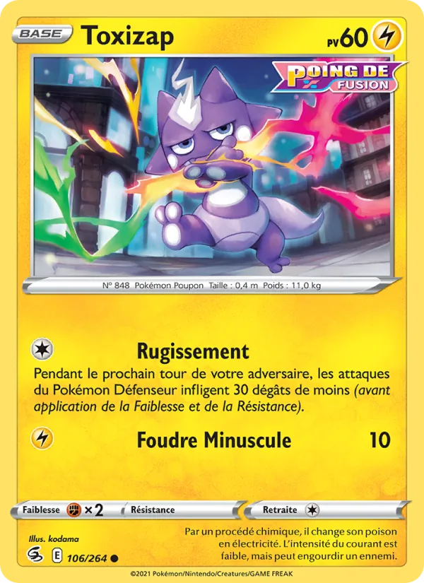 Carte Pokémon Toxizap 106/264 de l'extension Poing de Fusion