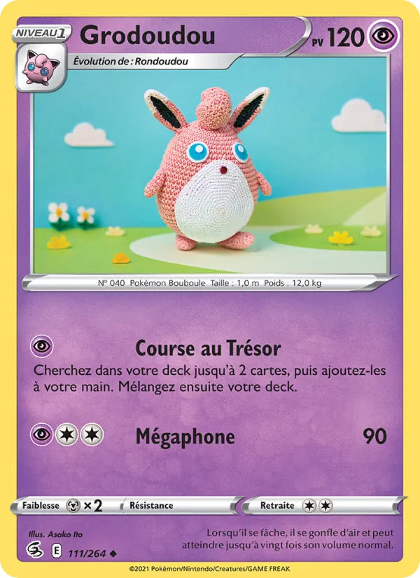 Carte Pokémon Grodoudou 111/264 de l'extension Poing de Fusion